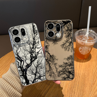 findx9pro x8s 艺术适用opporeno15手机壳findx8素描枯树findx9超好看独特reno14小众x8ultra