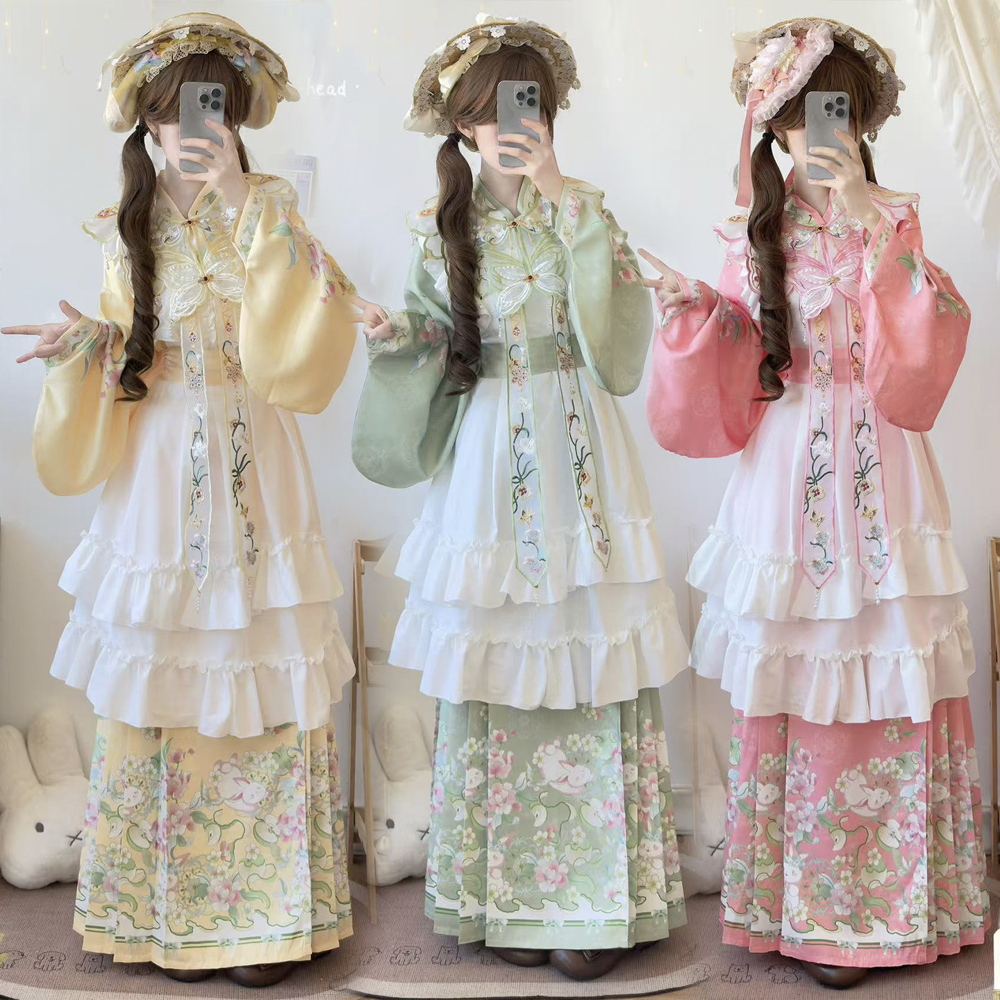 汉豪依原创汉洋折衷洛丽塔刺绣云肩汉服明制女交领琵琶袖马面可爱图片