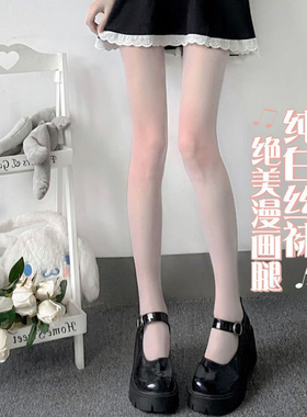 薄款夏季白色jk袜透明小腿过膝袜白色洛丽塔女黑丝性感防勾丝