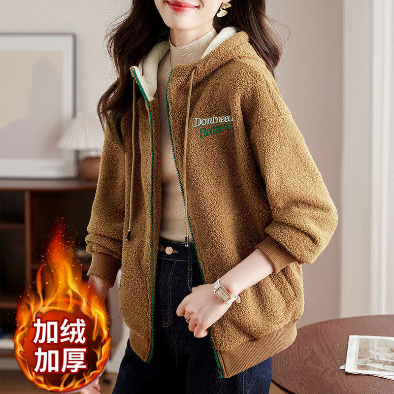 秋冬加绒加厚拉链连帽卫衣外套女2025年新款冬季爆款女装开衫上衣