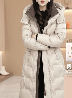 加厚白鸭绒服女中长款2025冬季新款修身洋气连帽时尚设计外套