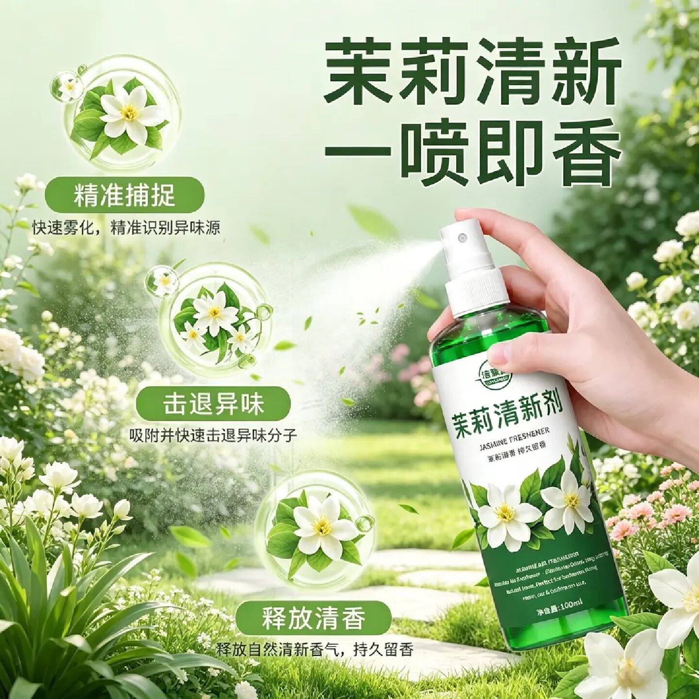 洁氧趣茉莉清新剂茉莉花香卧室酒店卫生间除味清香净化室内空气