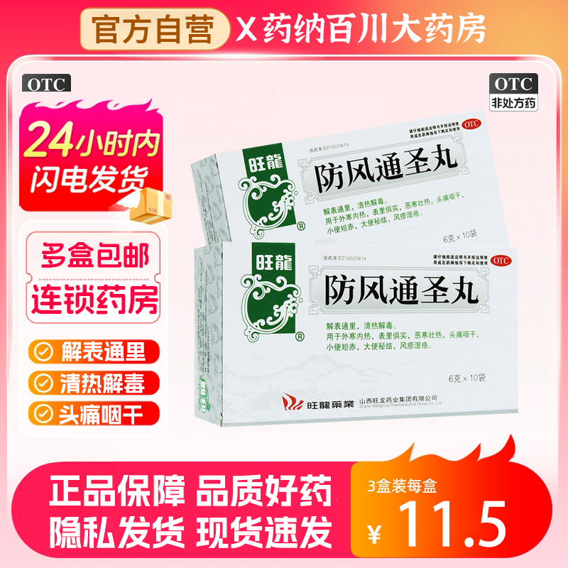 【旺龙】防风通圣丸6g*10袋/盒湿疹便秘清热解毒荨麻疹大便秘结