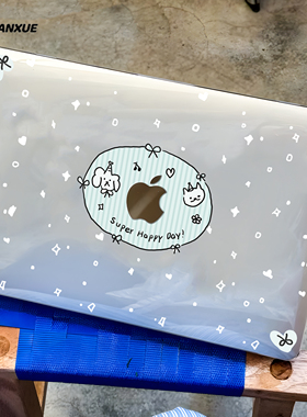 檀雪办公小猫透彩壳适用苹果macbookpro保护壳2023新款14寸macbook套air13笔记本mac电脑轻薄13.3透明保护套