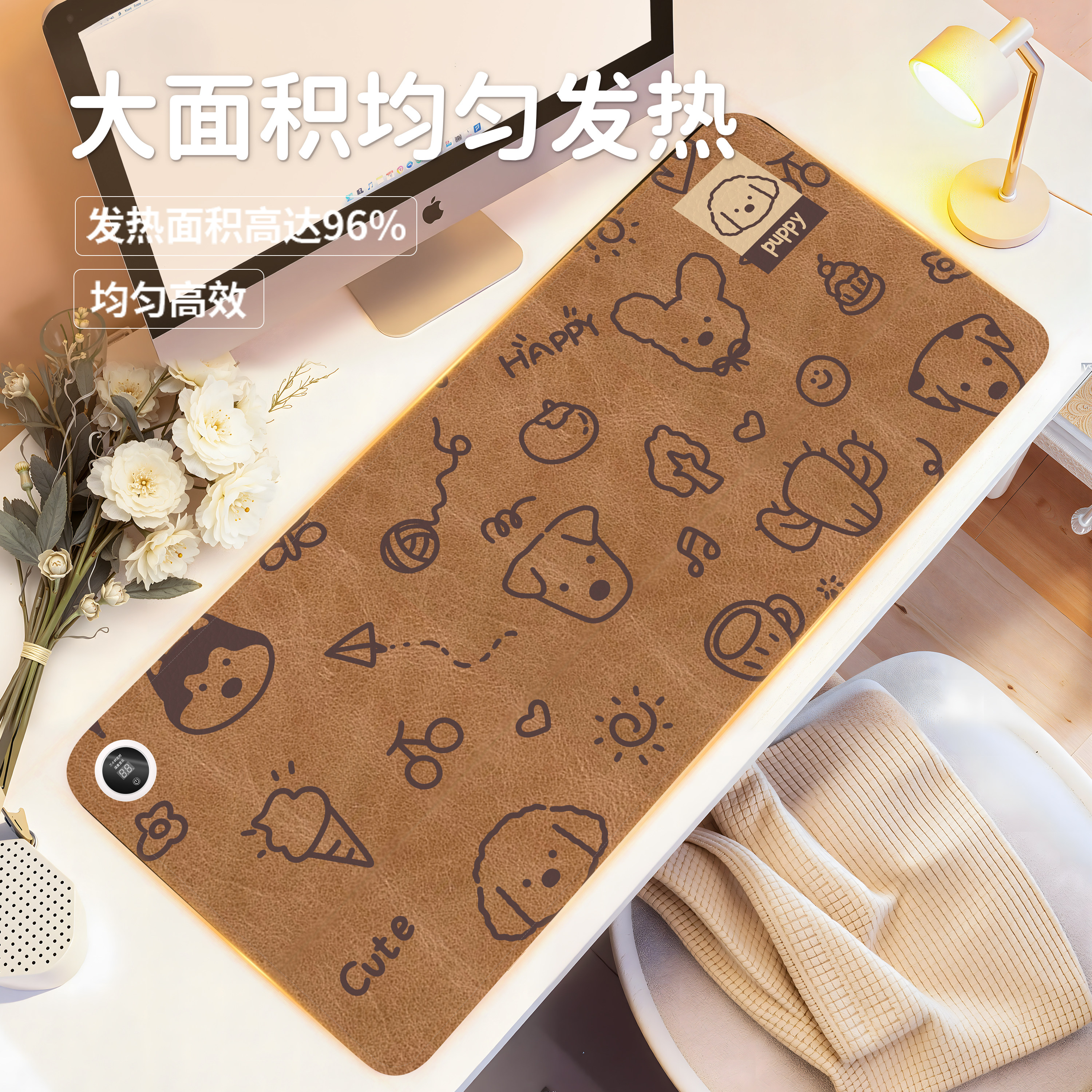 【皮纹线条小狗】加热鼠标垫