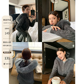 女款 毛领厚款 毛衣冬季 HAMYIHO绞花连帽针织开衫 外套2025新款 上衣