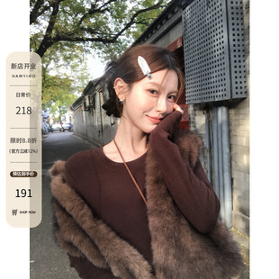 HAMYIHO 马甲女款2025新款冬季高级感环保皮草加厚款无袖毛毛外套