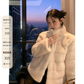 HAMYIHO 仿貂毛环保皮草外套女冬季 外搭保暖毛毛老钱风小个子上衣