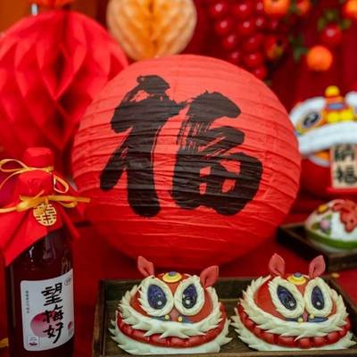 福字灯笼挂饰新年纸红灯笼周岁礼乔迁节日摆件背景布置花灯用蜂窝