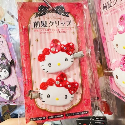 现货三丽鸥镶钻樱花melody库洛米发夹kitty无痕前发夹刘海夹可爱