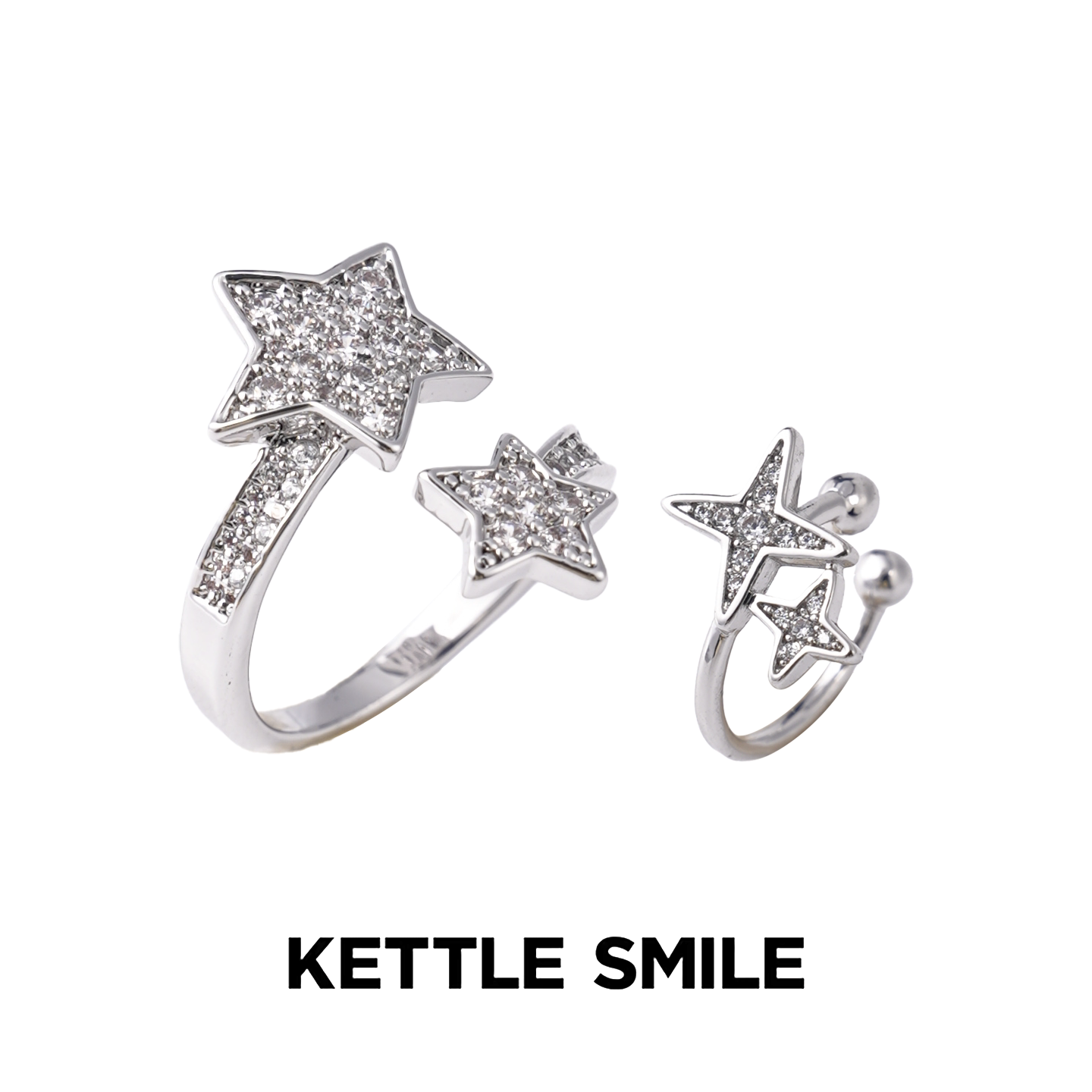 crush系列双星璀璨满戒指/怦然星动四芒星耳骨夹