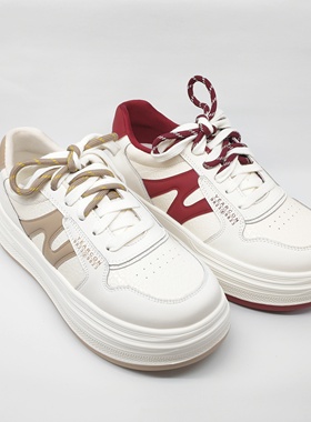 意尔康女鞋2025新款真皮软面女厚底休闲鞋时尚板鞋5571AD12470Y