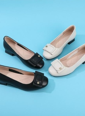 意尔康女鞋2025新款真皮低跟浅口单鞋女工作鞋女鞋5564AA11528Y