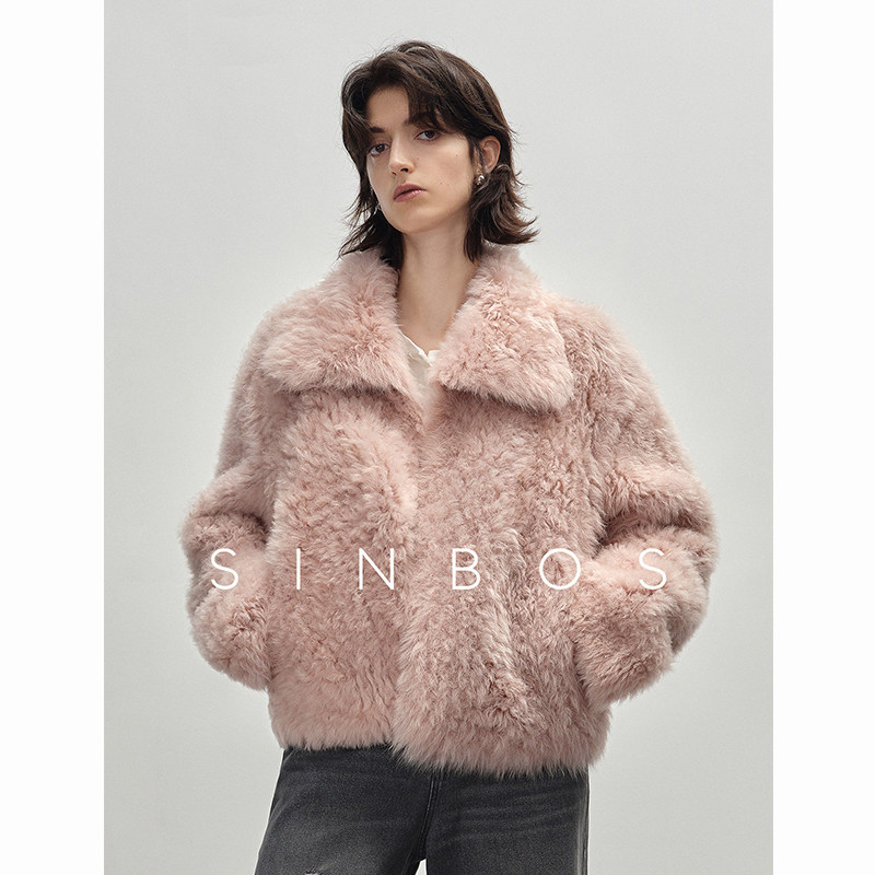 SINBOS白日舒曼 进口托斯卡纳皮毛一体女冬季新款羊羔毛皮草外套图片