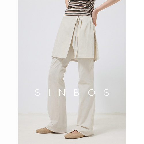 SINBOS追风日记 叠穿假两件设计肌理感亲肤休闲裤女2025秋季新款