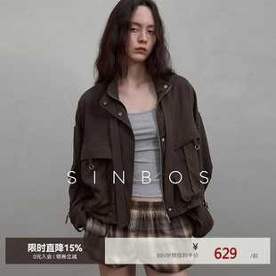 SINBOS时光旅人 复古休闲工装莱赛尔短款夹克外套女2025秋季新款