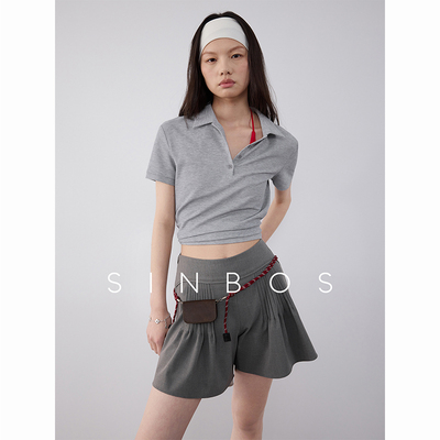 sinbos小调协奏 休闲A字短裤女宽松轻薄褶皱阔腿外穿2025夏季新款