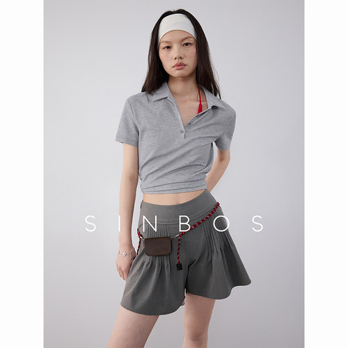 sinbos小调协奏 休闲A字短裤女宽松轻薄褶皱阔腿外穿2025夏季新款