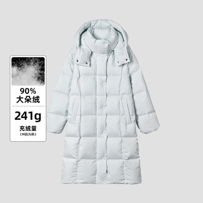 90鸭绒连帽长款羽绒服女加厚保暖冬季廓形长款女士羽绒大衣外套