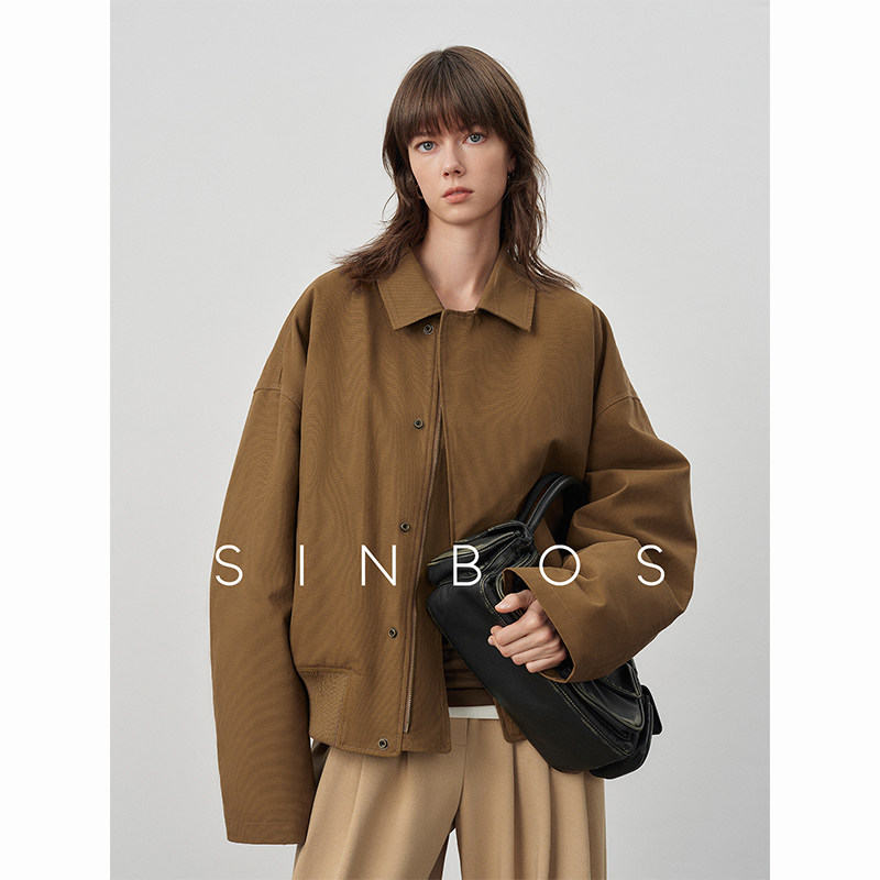 SINBOS麦田 雅丹风复古夹棉外套女2024秋冬新款加厚廓形棉服上衣图片