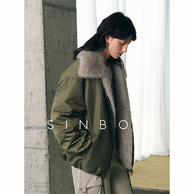 SINBOS北欧环游 羽绒服派克大衣女 托斯卡纳毛领冬季加厚皮草外套