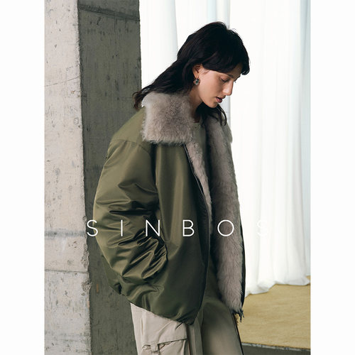 SINBOS北欧环游 羽绒服派克大衣女 托斯卡纳毛领冬季加厚皮草外套