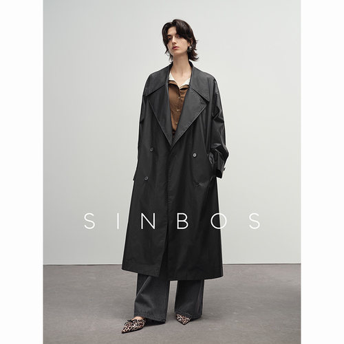 SINBOS逐鹭 高定哑光涂层全棉风衣女秋季新款轻户外长款外套