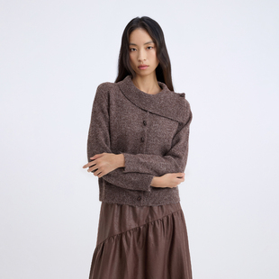 高威绿岛 美式复古毛衣女美拉德含羊毛秋冬休闲长袖女士针织衫