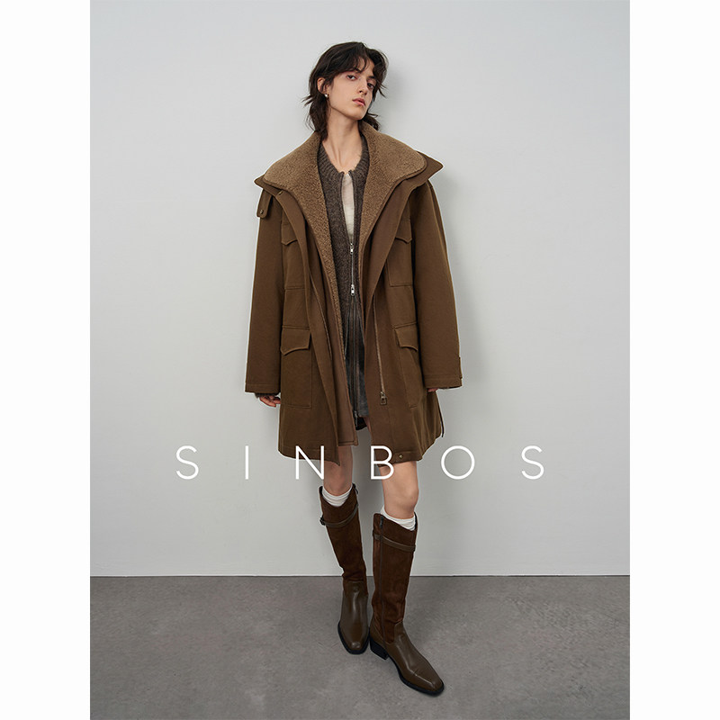 SINBOS留洋新生 美拉德派克服大衣女 可拆羊毛胆冬季加厚皮草外套图片