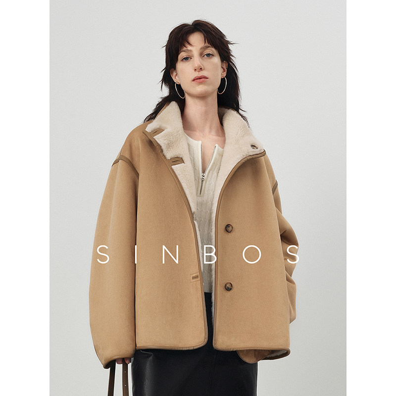 SINBOS落基山脉 双面穿羊剪绒大衣女复合皮毛一体羊羔毛皮草外套图片
