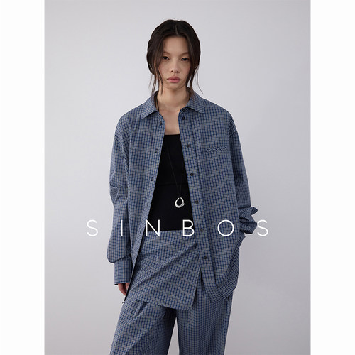 sinbos定格时光 慵懒松弛感衬衫女外套2025夏季新款复古格子上衣