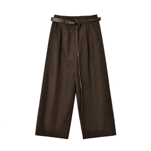 落日航班 阔腿休闲裤女轻熟气质秋季宽松直筒阔腿女士休闲长裤