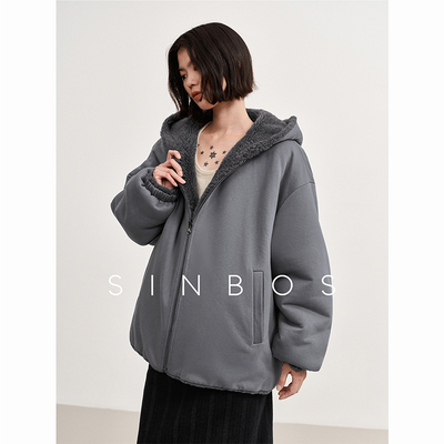 SINBOS奇楠 康莱盾蓄热抗菌双面穿外套女 冬季新款100%羊羔毛皮草