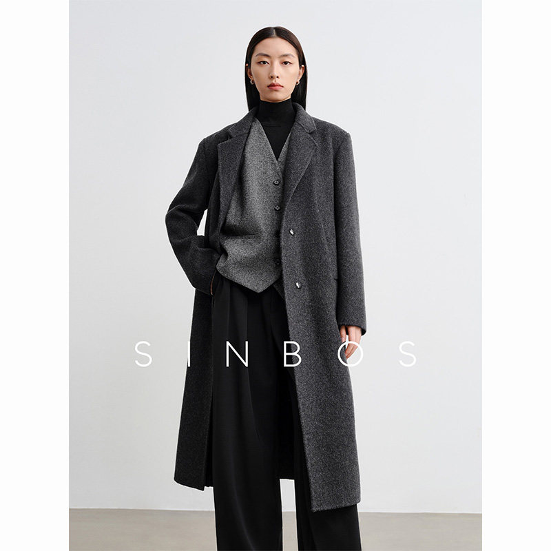 sinbos白昼幻想 双面呢子大衣女长款2024新款骆驼绒混纺羊毛外套图片