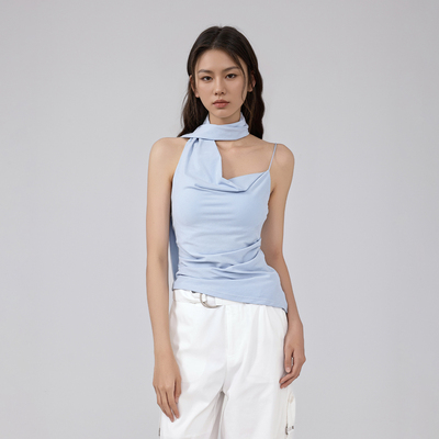 森系物语 针织女士吊带背心欧若风简约夏季休闲无袖针织T恤女