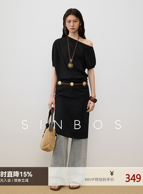sinbos杜塞画廊 波嬉风连衣裙法式不对称再生纤维裙子25夏季新款