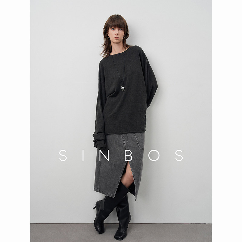 SINBOS幻象解构 不规则设计100%棉复古水洗牛仔半身裙女中长裙子图片