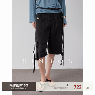 sinbos风絮 美式工装裤女宽松酷飒风直筒薄款短裤2025夏新款裤子