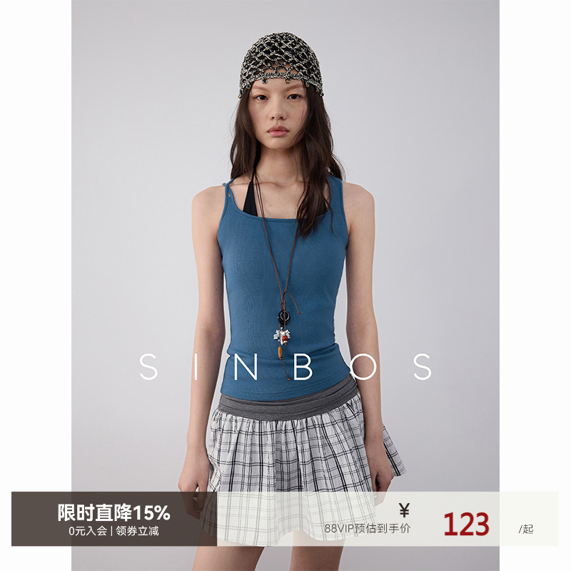 sinbos晚时光 吊带背心女内搭夏季外穿修身不对称25夏季新款上衣