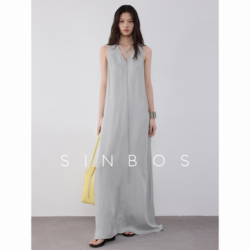 sinbos一见倾心 法式连衣裙女优雅性感V领无袖A字裙2025夏季新款