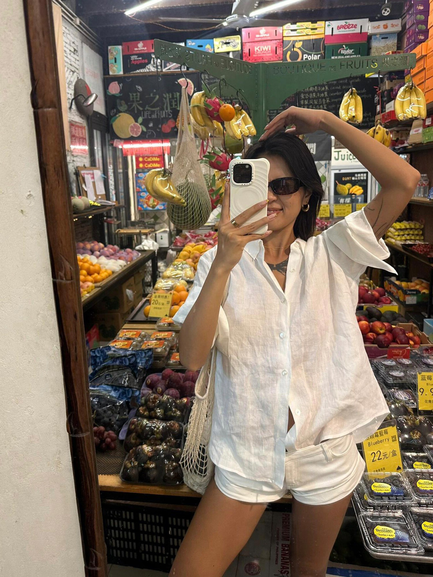 Qadın kətan yay köynəyi, ağ qısaqol klassik üslub