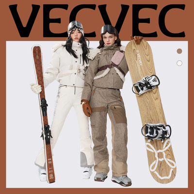 VECVEC双板滑雪服套装女款羽绒老钱风休闲户外运动防风防水滑雪衣