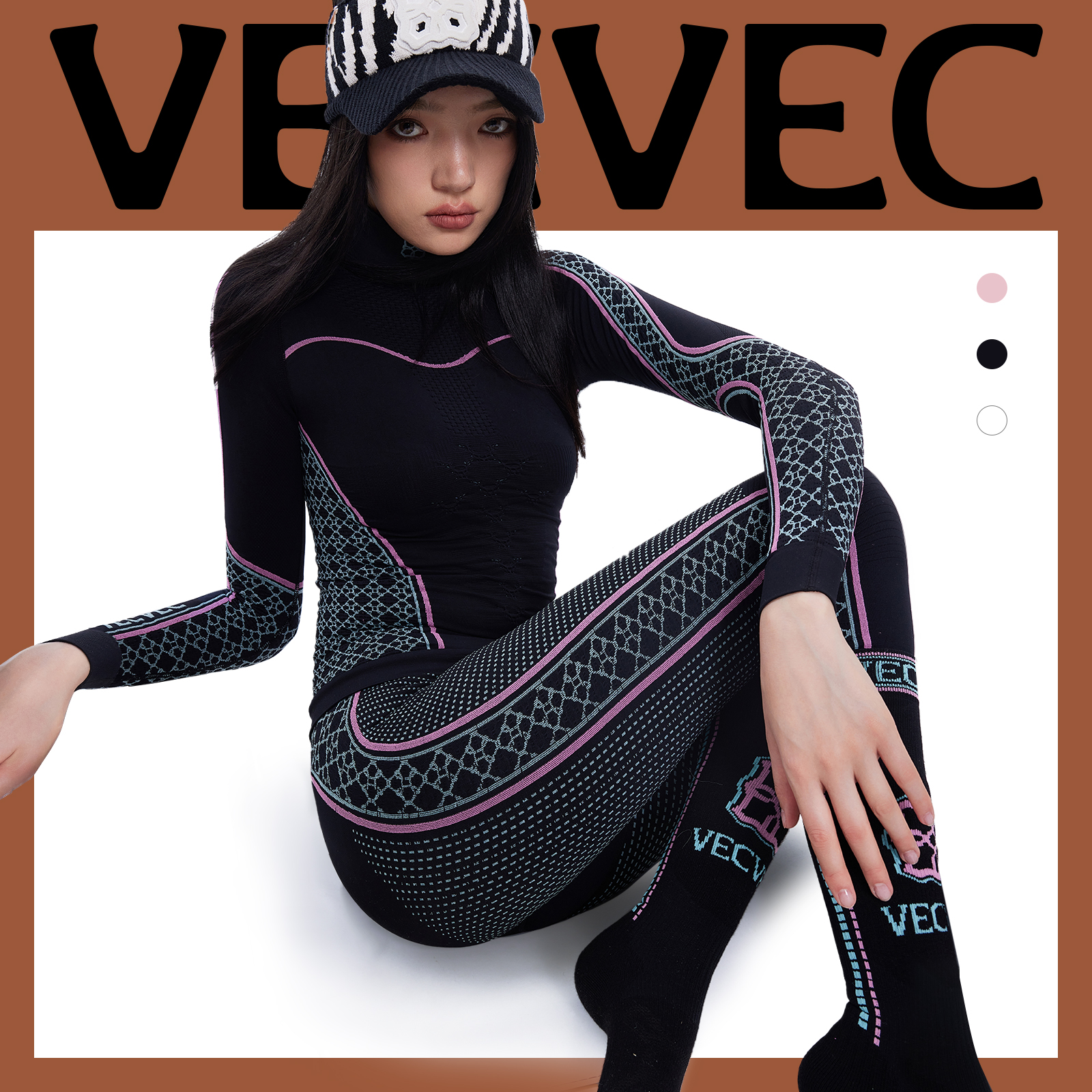 VECVEC滑雪速干衣一体织保暖排汗