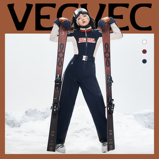 VECVEC滑雪连体服休闲美式学院风女生单双板防风防水户外运动校服