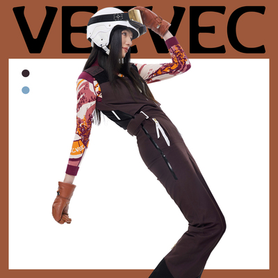 VECVEC机械弹3L单双板滑雪背带裤修身专业运动保暖防风防水女工装