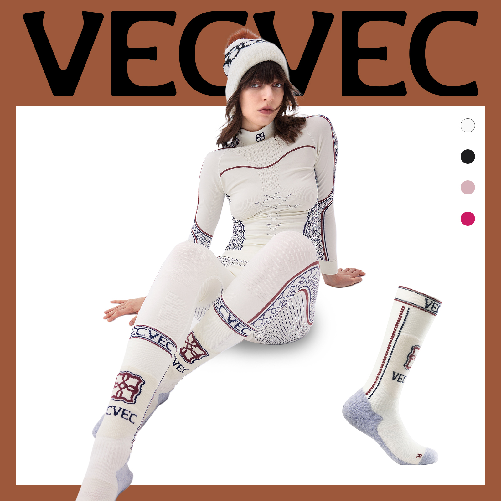 VECVEC全能羊毛滑雪袜子单双板防风防寒保暖冬季加厚长筒袜户外