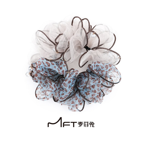 麦菲兔韩系豹纹网纱蓬松大肠发圈