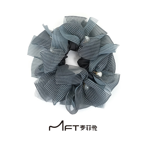 不之春发圈网纱条纹发圈韩系轻奢高级感大肠发圈扎马尾丸子头发绳