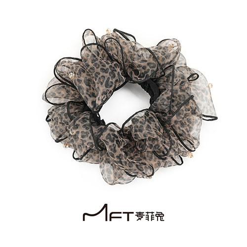 麦菲兔韩系薄纱豹纹高弹大肠发圈