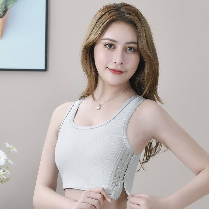 les束胸内衣缩胸学生女大胸显小超平夏季运动帅t裹胸束胸衣防震